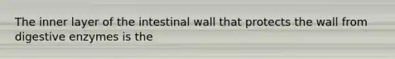 The inner layer of the intestinal wall that protects the wall from digestive enzymes is the