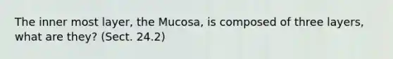 The inner most layer, the Mucosa, is composed of three layers, what are they? (Sect. 24.2)