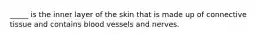 _____ is the inner layer of the skin that is made up of connective tissue and contains blood vessels and nerves.