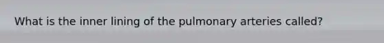 What is the inner lining of the pulmonary arteries called?