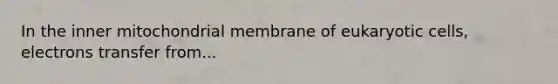 In the inner mitochondrial membrane of eukaryotic cells, electrons transfer from...