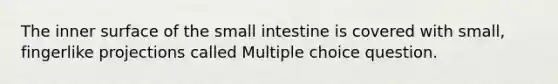 The inner surface of the small intestine is covered with small, fingerlike projections called Multiple choice question.