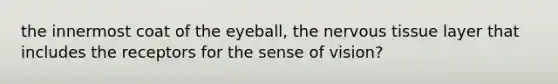 the innermost coat of the eyeball, the nervous tissue layer that includes the receptors for the sense of vision?