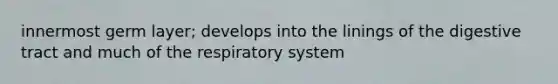 innermost germ layer; develops into the linings of the digestive tract and much of the respiratory system