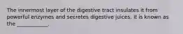 The innermost layer of the digestive tract insulates it from powerful enzymes and secretes digestive juices. It is known as the ____________.