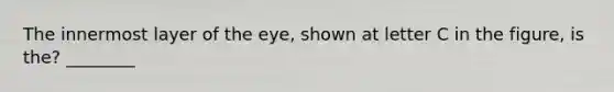 The innermost layer of the eye, shown at letter C in the figure, is the? ________