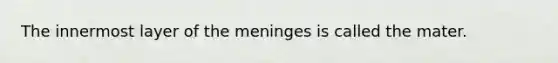 The innermost layer of the meninges is called the mater.