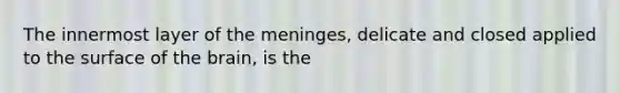 The innermost layer of the meninges, delicate and closed applied to the surface of the brain, is the