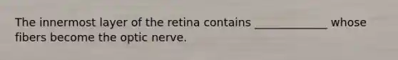 The innermost layer of the retina contains _____________ whose fibers become the optic nerve.
