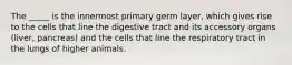 The _____ is the innermost primary germ layer, which gives rise to the cells that line the digestive tract and its accessory organs (liver, pancreas) and the cells that line the respiratory tract in the lungs of higher animals.