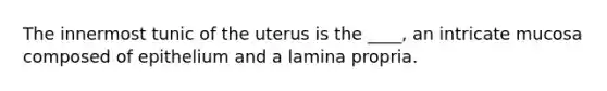 The innermost tunic of the uterus is the ____, an intricate mucosa composed of epithelium and a lamina propria.