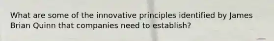 What are some of the innovative principles identified by James Brian Quinn that companies need to establish?