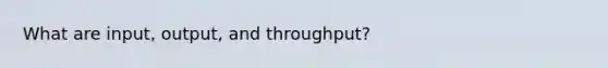 What are input, output, and throughput?