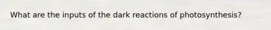 What are the inputs of the dark reactions of photosynthesis?