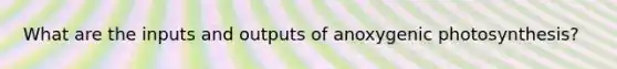 What are the inputs and outputs of anoxygenic photosynthesis?