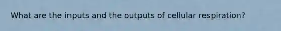 What are the inputs and the outputs of cellular respiration?