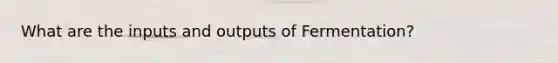 What are the inputs and outputs of Fermentation?