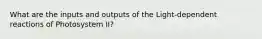 What are the inputs and outputs of the Light-dependent reactions of Photosystem II?