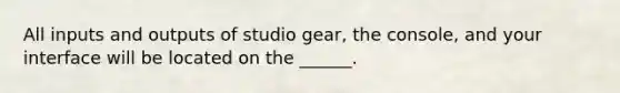 All inputs and outputs of studio gear, the console, and your interface will be located on the ______.