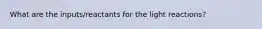 What are the inputs/reactants for the light reactions?