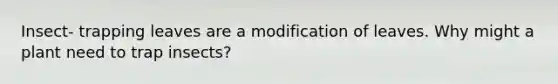 Insect- trapping leaves are a modification of leaves. Why might a plant need to trap insects?
