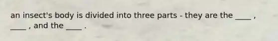 an insect's body is divided into three parts - they are the ____ , ____ , and the ____ .