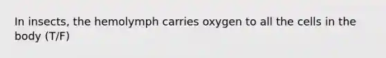 In insects, the hemolymph carries oxygen to all the cells in the body (T/F)