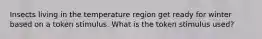 Insects living in the temperature region get ready for winter based on a token stimulus. What is the token stimulus used?