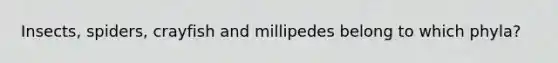 Insects, spiders, crayfish and millipedes belong to which phyla?