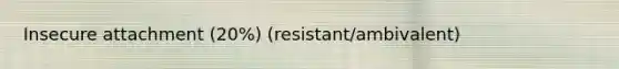 Insecure attachment (20%) (resistant/ambivalent)