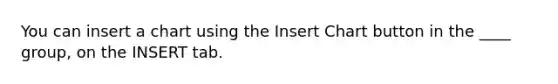 You can insert a chart using the Insert Chart button in the ____ group, on the INSERT tab.