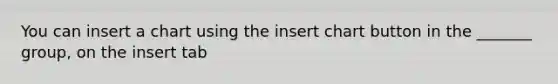 You can insert a chart using the insert chart button in the _______ group, on the insert tab