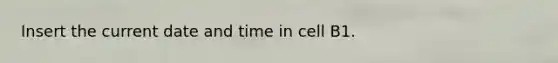 Insert the current date and time in cell B1.