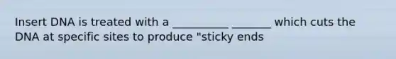 Insert DNA is treated with a __________ _______ which cuts the DNA at specific sites to produce "sticky ends