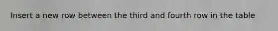 Insert a new row between the third and fourth row in the table