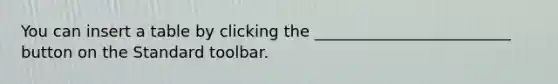 You can insert a table by clicking the _________________________ button on the Standard toolbar.