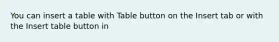 You can insert a table with Table button on the Insert tab or with the Insert table button in