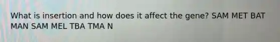 What is insertion and how does it affect the gene? SAM MET BAT MAN SAM MEL TBA TMA N