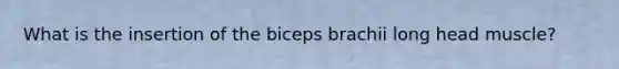 What is the insertion of the biceps brachii long head muscle?