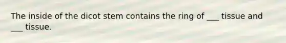 The inside of the dicot stem contains the ring of ___ tissue and ___ tissue.