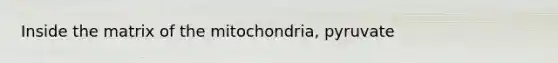 Inside the matrix of the mitochondria, pyruvate