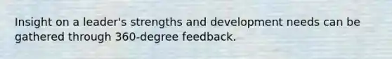 Insight on a leader's strengths and development needs can be gathered through 360-degree feedback.