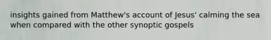 insights gained from Matthew's account of Jesus' calming the sea when compared with the other synoptic gospels