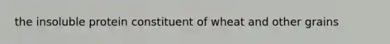 the insoluble protein constituent of wheat and other grains