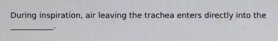 During inspiration, air leaving the trachea enters directly into the ___________.