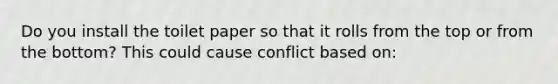 Do you install the toilet paper so that it rolls from the top or from the bottom? This could cause conflict based on: