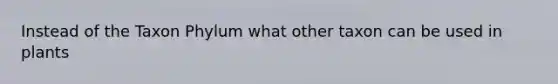 Instead of the Taxon Phylum what other taxon can be used in plants