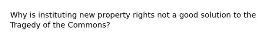 Why is instituting new property rights not a good solution to the Tragedy of the Commons?