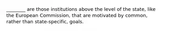 ________ are those institutions above the level of the state, like the European Commission, that are motivated by common, rather than state-specific, goals.