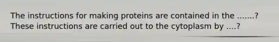 The instructions for making proteins are contained in the .......? These instructions are carried out to the cytoplasm by ....?